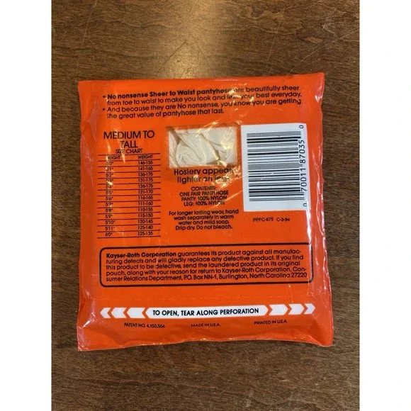 NOS No Nonsense Sheer To Waist Pantyhose Med / Tall Size B Off White M57 New - Picture 2 of 2